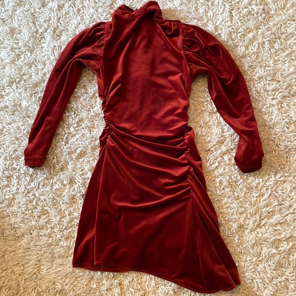 NWOT A.L.C. Marcel Long Sleeve Ruched Velvet Minidress in Sumac Sz 0 - Picture 7 of 12